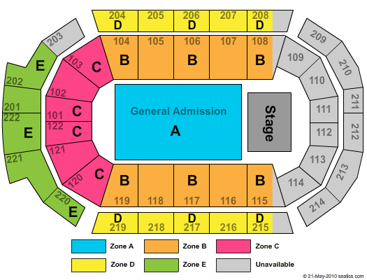 Family Arena GA Floor Zone Seating Chart